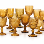 amber vintage goblets