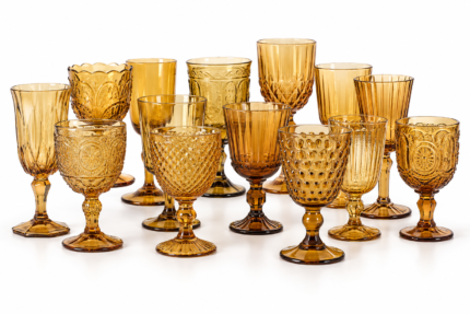 amber vintage goblets