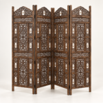 Valhalla Carved Wood Folding Screen