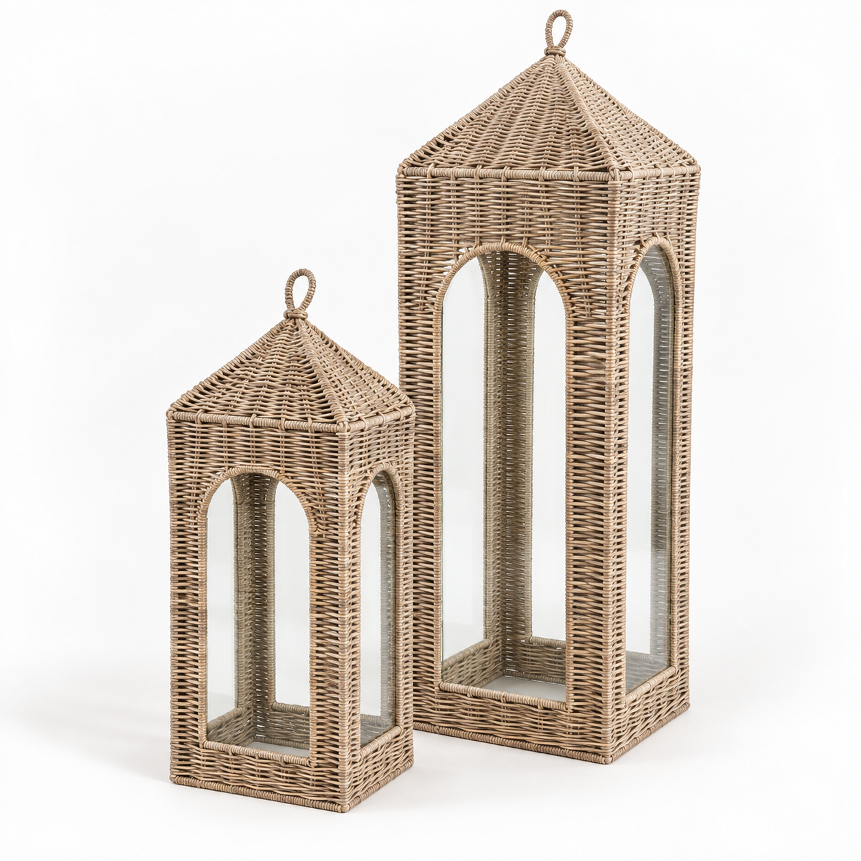Zephyr rattan lanterns Zephyr Woven Rattan Lantern Pair - Image 1