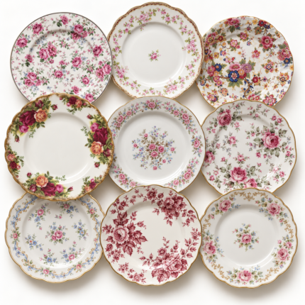 vintage floral salad plates rentals reno tahoe events lake