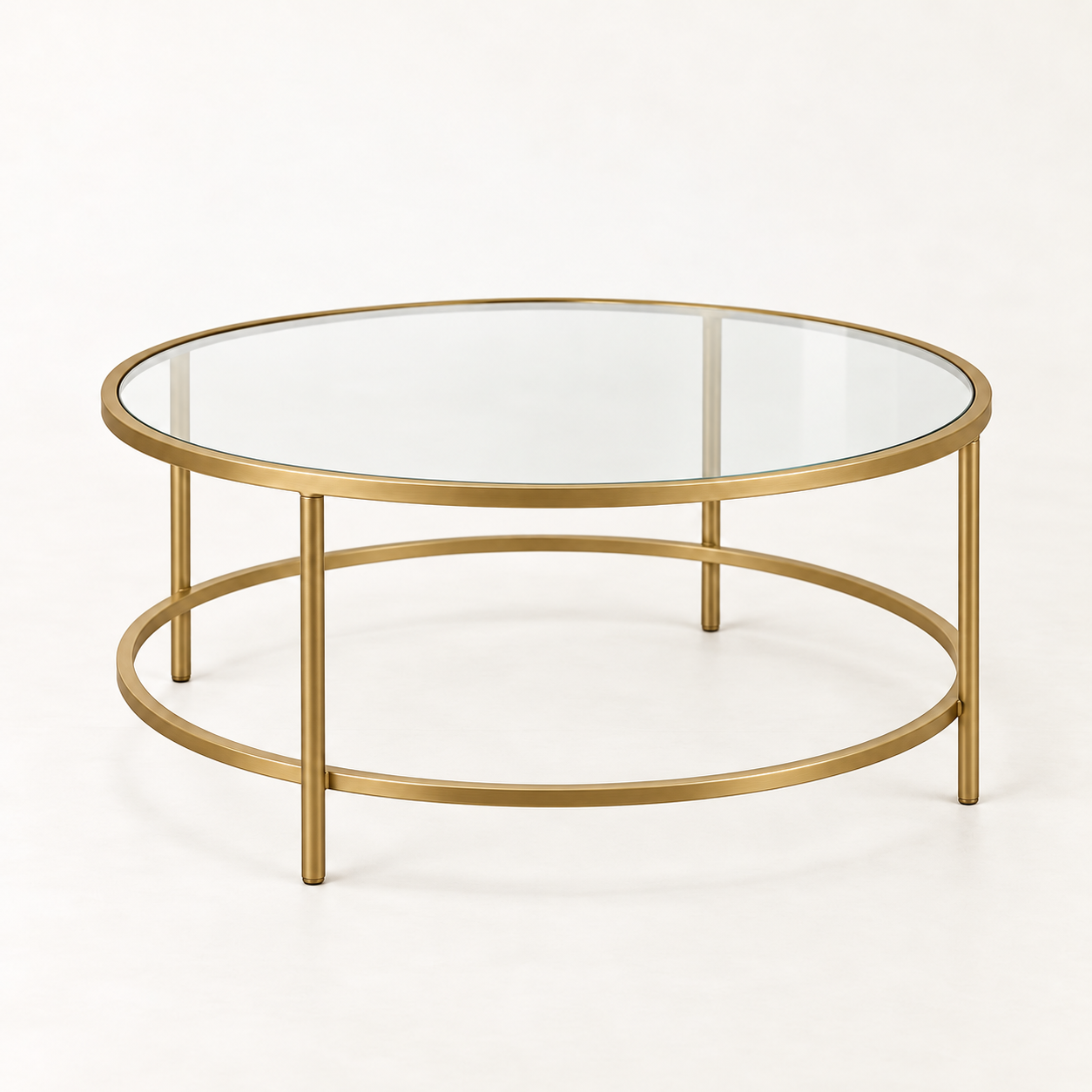 Brockway Gold Round Glass Coffee Table Brockway Gold Round Glass Coffee Table - Image 1