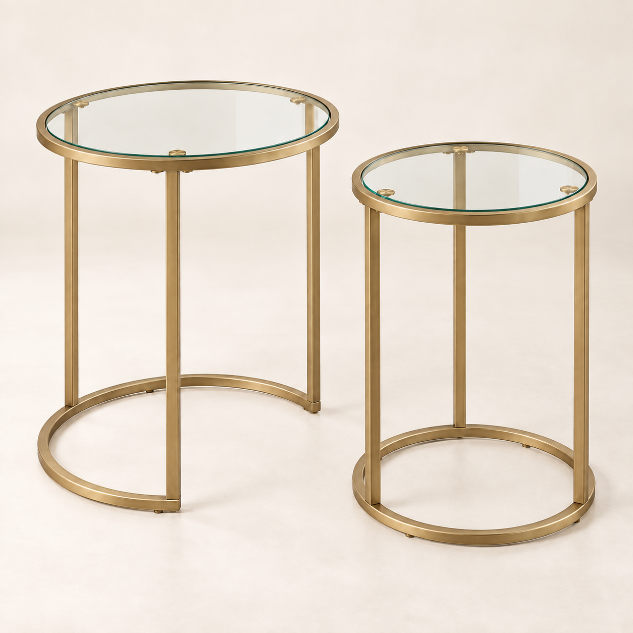 Brockway Gold round glass Side table Brockway Gold Round Glass Side Table - Image 1