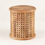 Cascade Carved Round Side Table